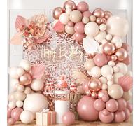Rose Gold Balloon Arch Kit - 104pcs Dusty Pink Balloons Arch with Pink and Cream Balloons, Rose Gold Balloon for Baby Shower Decorations Girl Engagement Party Birthday Decoration for Girls Women