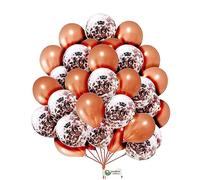 Rose Gold Balloons 12 inch Rose-Gold Birthday Decoration Balloons Birthday Age Confetti Balloons with 10mtr Ribbon for Birthday Party Decoration Balloon Pack 16pcs 16TH Birthday Balloons