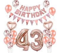 rose gold balloons 43 birthday woman set, birthday balloons 43 years decoration rose gold balloons 43 years birthday girl, 43 birthday decoration for women and girls