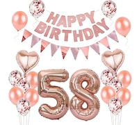 Rose gold balloons 58th birthday decoration woman set, foil balloon 58th birthday decoration rose gold balloons 58th birthday decoration girls birthday decoration 58th birthday decoration women girls