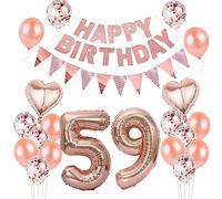 Rose gold balloons 59th birthday decoration woman set, foil balloon 59th birthday decoration rose gold balloons 59th birthday decoration girls birthday decoration 59th birthday decoration women girls