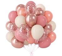 Rose Gold Balloons 60Pcs, Sand White Pink And Gold Balloon Birthday Balloons For Women, Helium Balloon For Women Girls Birthday Bridal Baby Shower Boho Wedding Valentine's Day Princess Party, 12Inch
