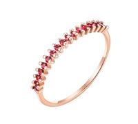 Rose Gold Bands for Women 9K, The Wedding Band with Simple Thin Row 2 Claw Round Ruby 0.22Ct Size R 1/2