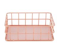 Rose Gold Basket Iron Storage Basket Toiletries Makeup Organiser Metal Wire Bathroom Shelves Desktop Holder Office Bedroom(C)
