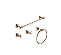 Rose Gold Bathroom Accessories Set: Wall Mount, Toilet Hardware, Paper Holder, Towel Rack, Rail, Robe Hooks,4 Pieces Set B