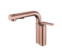 Rose Gold Bathroom Faucet with Pull Down Sprayer 3 Modes LED Temperature Display 360° Rotatable Vessel Sink Tap Single Hole Design for Modern Bathrooms
