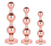 rose gold Bejewelled Rose Gold Steel Beaded Butt Plug - MEDIUM