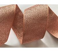 Rose Gold Berisfords Metallic Lame Ribbon Glitz Copper Sparkle Ribbon (40mm)
