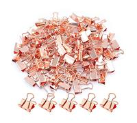 Rose Gold Binder Clips, Mini Paper Clip, Small Paper Clamps 15mm (5/8 inch), 100 Pack Micro Size Office Clips for Home School and Business (Rose Gold)