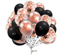 Rose Gold Black Balloons 10inch Confetti Balloons Pack of 30 Combo Balloon Set Latex Balloons for Birthday Wedding Baby Shower Anniversary Decoration
