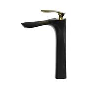 Rose Gold Black Bathroom Sink Faucet Single Handle Deck-Mounted Mixer Tap Hot and Cold Water Stylish Kitchen Sink Fixture Water-Saving Design Modern Aesthetic