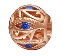 Rose Gold Blue Evil Eye Charms fit Pandora Halloween Bracelet, Openwork 925 Sterling Silver Eye of Horus Symbol of Amulet Beads with CZ, Gifts for Nephew/Uncle/Christmas