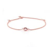 Rose Gold Bracelet, Womens Bracelet Trendy 14K Rose Gold Chain with Pear Shape Moissanite 1ct Charm for Wife Fiancée Size 16+5cm