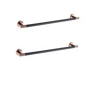 Rose Gold Brass Knurled Bathroom Hardware Accessories Towel Bar Rack Shelf Wall Mounted Hand Towel Rack Roll Paper Holder Robe Hook Hanger,2pcs Single Bar