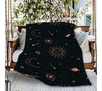 Rose Gold Celestial Blanket Gift for Boys Girls, Galaxy Throw Blanket Gifts for Adults Sun Moon Decor Space Astrology Plush Soft Lightweight Flannel Fleece Boho Blankets for Sofa Bed Chair 80x60In
