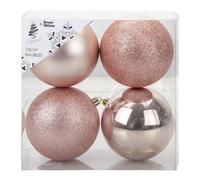 VFM - Rose Gold 10cm Christmas Baubles (4 Pack)