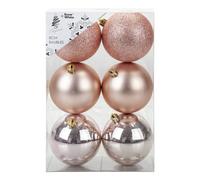 Rose Gold Christmas Baubles Pack Of 6- 8Cm