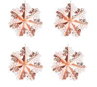 Rose Gold Christmas Foil Ceiling Decorations - Set 4 40cm Star Snowflakes