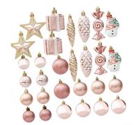 Rose Gold Christmas Ornaments Set | Shatterproof Bauble Set For Tree with Unique Designs | Pre-Tied Hanging Decor for Indoor Outdoor Home Party | Assorted Shapes and(29pcs)