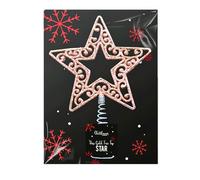 Rose Gold Christmas Tree Star | 19cm Glittered Metal Tree Topper | Xmas Treetop Ornament | Holiday Decoration