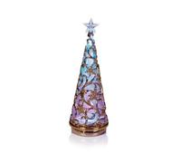 Rose Gold Christmas Tree & Star Water Spinner Decoration 30cm | Colour-Changing LED, Glitter Water Spinner, Warm White Option, Battery Operated, Indoor Use Only