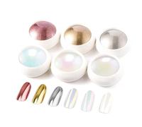 Rose Gold Chrome Nail Powder BISHENGYF:【Super Metallic Mirror Effect】Silver Nail Chrome Powder for Gel Polish Aurora Iridescent Pearlescent Chrome Pigment Powders for Nail Salon DIY Nail Art, 6Pcs