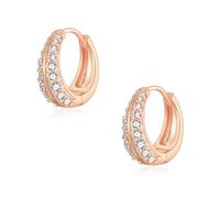 Rose Gold Chunky Earrings for Women, Rose Gold Hoops | Hypoallergenic Small Cubic Zirconia Huggie Chunky Earrings Dainty Sleeper Jewellery Christmas Birthday Gifts