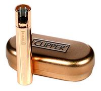 Rose Gold Clipper Metal Refillable Gas Lighter with Flint Metallic Finish Gift Tin Case Box Limited Edition