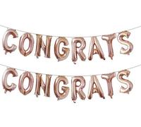 Rose Gold Congrats Foil Balloon Banner, 1m (2 pack)
