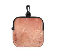 Rose Gold Copper Texture Metallic, Coin Purse Square Zipper Storage Bag, Change Pouch with Lobster Buckle Clasp Buckle, Change Purse