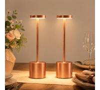 Rose Gold Cordless Table Lamps Set of 2, Battery Operated Rechargeable LED Lamps with Touch Control, 3 Color Temperatures, 5000mAh Dimmable Wireless Portable Lamp for Bedroom Nightstand Living Room