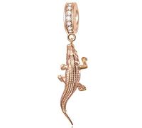 Rose Gold Crocodile Dangle Charms, fits Pandora Snake Chain Bracelet, 925 Sterling Silver Alligator Pendant Animal Beads, Birthday/Christmas Gifts for Children/Daddy's Girl/Cousin