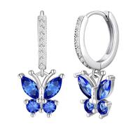 Rose Gold Dangle Earrings for Women Girls Birthstone Drop Earrings with Gift Box (Royal Blue)