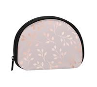 Rose Gold Decorative Floral Printed, Women's Storage Bag Shell Makeup Bag Small Coin Purse Shell Change Pouch