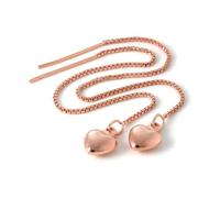 Rose Gold Dipped Sterling Silver Puffed Heart Pull Through Earrings