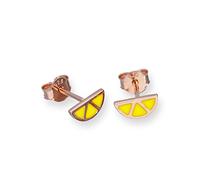 Rose Gold Dipped Sterling Silver & Yellow Enamel Lemon Slice Stud Earrings