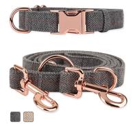 Rose Gold Dog Collar and Lead(2m) Set | Exceptionally Elegant & Adjustable | 3 Adjustable Lengths Dog Leash