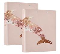 Rose Gold Dolphin Glitter Stars One and A Half Inch Binders for School 3 Ringing with Clipboard 1/2 Pack Assorted Binders 200 Sheets