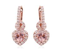 Rose Gold Earrings, Cute Dangle Earrings for Women Heart Morganite Rose Gold for Wife Fiancée