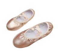 Rose Gold Elastic Strap Ballet Shoes for Girls Soft Practice Dance Shoes Shaped Kid Ballet Slippers Lightweight Split Soles Kids Shoes Slip-On Exercise Footwear UK Size 1