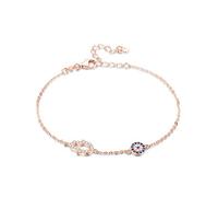 Rose Gold Evil Eye Hamsa Hand of Fatima Bracelet Sterling Silver 925 CZ Chain 6.5inch+1.5inch