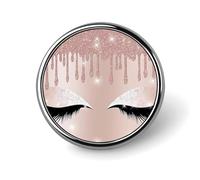 Rose Gold Eyelashes Badge,Comfort Light in Weight Round Emblem Cute Funny Decor Brooch Smooth Does Not Fade Badges for Hats Jackets Coat Shirt