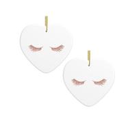 Rose Gold Eyelashes Christmas Tree Ceramic Hanging Bauble Personalised Xmas Baubles Cute Christmas Ornaments Gifts For Kids Family Friends