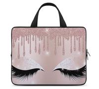 Rose Gold Eyelashes Laptop Case Thin Laptop Sleeve with Handle Portable Laptop Bag Water Resistant Computer Case Neoprene Computer Sleeve Bag for Men Women