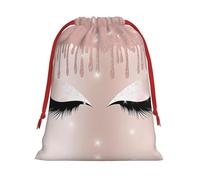 Rose Gold Eyelashes Print Drawstring Bag wrap, String Pouches, Premium Packaging Bags for Business & Events S