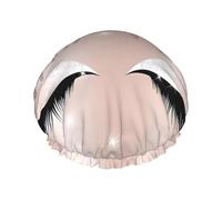 Rose Gold Eyelashes Print Shower Cap - Reusable, Double Layer, Breathable, Quick-Dry, Perfect for Home, Spa, Hotel, and Travel
