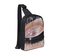 Rose Gold Eyelashes Printed Chest Bag Sling Bag for Men Women, Waterproof Crossbody Backpack Men Bag for Runner Workout Hiking Cycling Travel