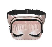 Rose Gold Eyelashes Square Double Layer Waist Bag Belt - Fanny Pack Purse with Adjustable Strap for Running, Travel, Hiking, Black, One Size, Black, One Size
