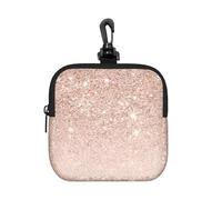 Rose Gold Faux Glitter Pink Ombre Block, Square Zipper Storage Bag, Neoprene Coin Purse, Small Wallets, Change Pouch, Change Purse