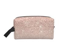 Rose Gold Faux Glitter PinkMakeup Trave Bag for Women,Cosmetic Large Capacity Organizer